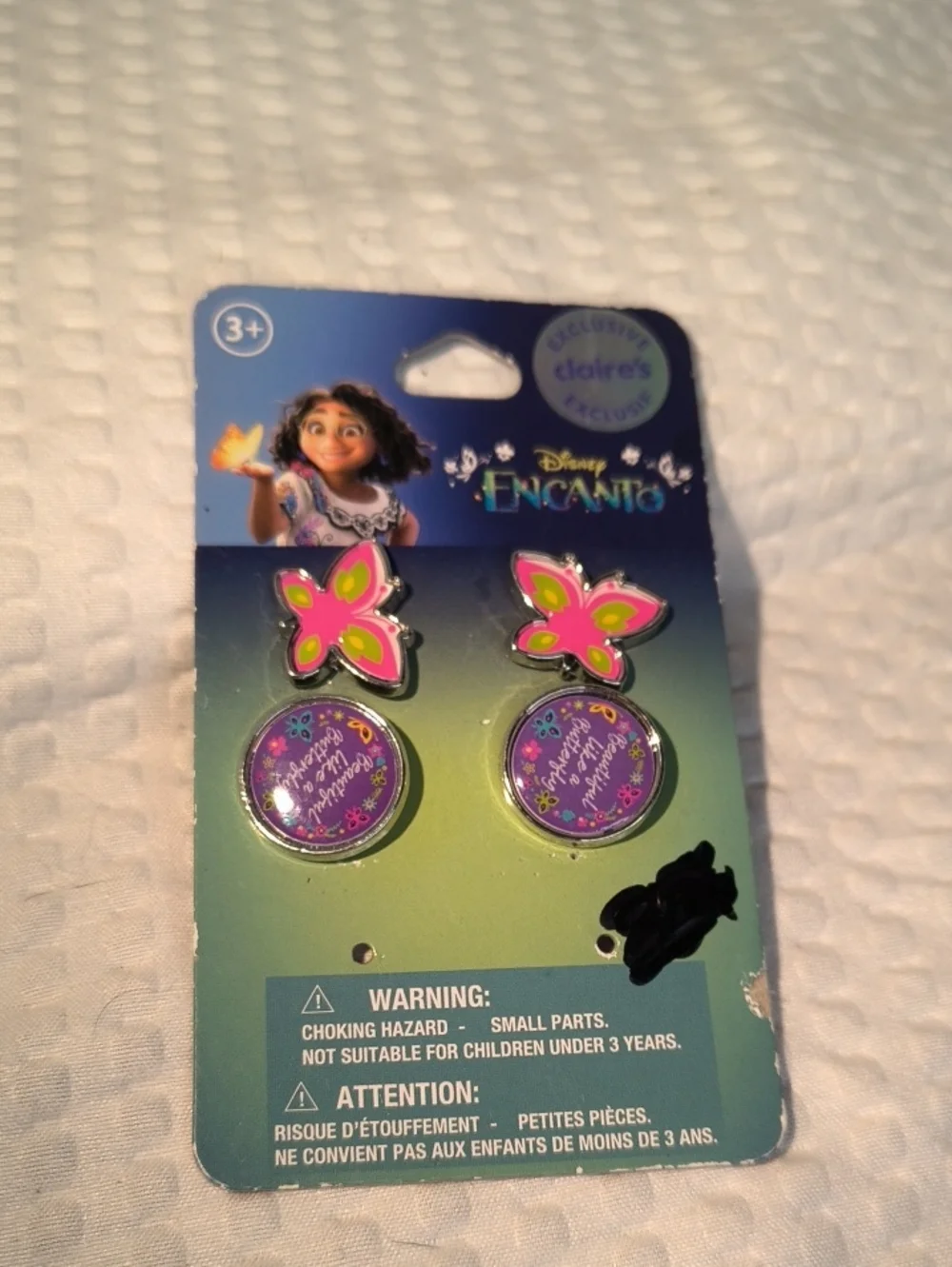 Claire's Disney Encanto Pink & Purple Butterfly Drop Earrings Set